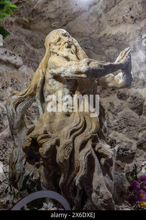 Scultura in pietra di San Onuphrius, Rukomysh. Scritto da Pinzel. Foto Stock