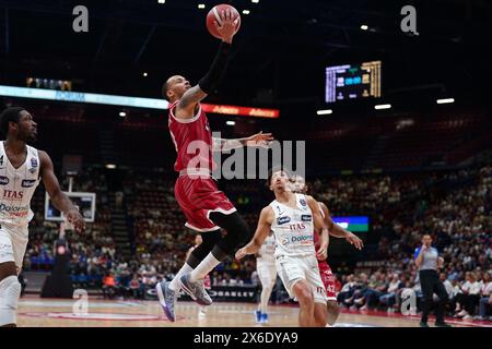 Milano, Italia. 14 maggio 2024. SHABBAZ NAPIER (EA7 EMPORIO ARMANI OLIMPIA MILANO) durante i playoff - EA7 Emporio Armani Milano vs Dolomiti energia Trento, partita di serie A A Milano, Italia, 14 maggio 2024 crediti: Agenzia fotografica indipendente/Alamy Live News Foto Stock