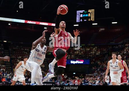 Milano, Italia. 14 maggio 2024. SHABBAZ NAPIER (EA7 EMPORIO ARMANI OLIMPIA MILANO) durante i playoff - EA7 Emporio Armani Milano vs Dolomiti energia Trento, partita di serie A A Milano, Italia, 14 maggio 2024 crediti: Agenzia fotografica indipendente/Alamy Live News Foto Stock