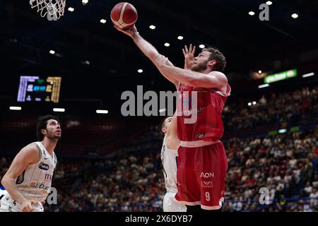 Milano, Italia. 14 maggio 2024. NICOLO MELLI (EA7 EMPORIO ARMANI OLIMPIA MILANO) durante i playoff - EA7 Emporio Armani Milano vs Dolomiti energia Trento, partita di serie A di pallacanestro A Milano, Italia, 14 maggio 2024 Credit: Independent Photo Agency/Alamy Live News Foto Stock