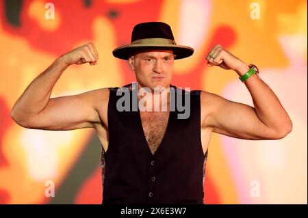 Tyson Fury durante i grandi arrivi cerimoniali al Boulevard City Music World, Riyadh, Arabia Saudita. Sabato 18 maggio si svolgerà la lotta per il titolo IBF, WBA, WBC e WBO tra Tyson Fury e Oleksandr Usyk. Data foto: Martedì 14 maggio 2024. Foto Stock