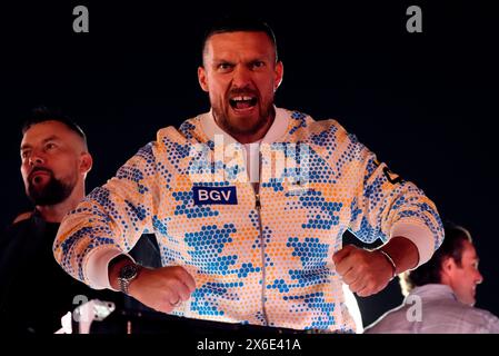 Oleksandr Usyk durante i grandi arrivi cerimoniali al Boulevard City Music World, Riyadh, Arabia Saudita. Sabato 18 maggio si svolgerà la lotta per il titolo IBF, WBA, WBC e WBO tra Tyson Fury e Oleksandr Usyk. Data foto: Martedì 14 maggio 2024. Foto Stock