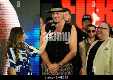Tyson Fury durante i grandi arrivi cerimoniali al Boulevard City Music World, Riyadh, Arabia Saudita. Sabato 18 maggio si svolgerà la lotta per il titolo IBF, WBA, WBC e WBO tra Tyson Fury e Oleksandr Usyk. Data foto: Martedì 14 maggio 2024. Foto Stock
