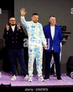 Oleksandr Usyk durante i grandi arrivi cerimoniali al Boulevard City Music World, Riyadh, Arabia Saudita. Sabato 18 maggio si svolgerà la lotta per il titolo IBF, WBA, WBC e WBO tra Tyson Fury e Oleksandr Usyk. Data foto: Martedì 14 maggio 2024. Foto Stock