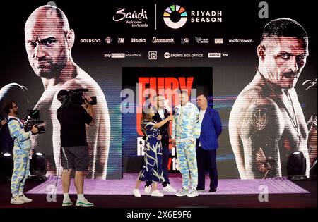 Oleksandr Usyk durante i grandi arrivi cerimoniali al Boulevard City Music World, Riyadh, Arabia Saudita. Sabato 18 maggio si svolgerà la lotta per il titolo IBF, WBA, WBC e WBO tra Tyson Fury e Oleksandr Usyk. Data foto: Martedì 14 maggio 2024. Foto Stock
