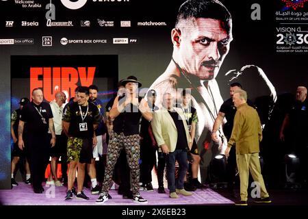 Tyson Fury durante i grandi arrivi cerimoniali al Boulevard City Music World, Riyadh, Arabia Saudita. Sabato 18 maggio si svolgerà la lotta per il titolo IBF, WBA, WBC e WBO tra Tyson Fury e Oleksandr Usyk. Data foto: Martedì 14 maggio 2024. Foto Stock