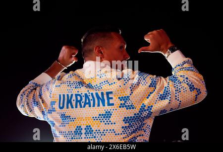 Oleksandr Usyk durante i grandi arrivi cerimoniali al Boulevard City Music World, Riyadh, Arabia Saudita. Sabato 18 maggio si svolgerà la lotta per il titolo IBF, WBA, WBC e WBO tra Tyson Fury e Oleksandr Usyk. Data foto: Martedì 14 maggio 2024. Foto Stock