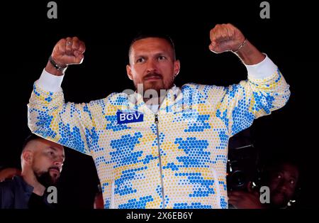 Oleksandr Usyk durante i grandi arrivi cerimoniali al Boulevard City Music World, Riyadh, Arabia Saudita. Sabato 18 maggio si svolgerà la lotta per il titolo IBF, WBA, WBC e WBO tra Tyson Fury e Oleksandr Usyk. Data foto: Martedì 14 maggio 2024. Foto Stock