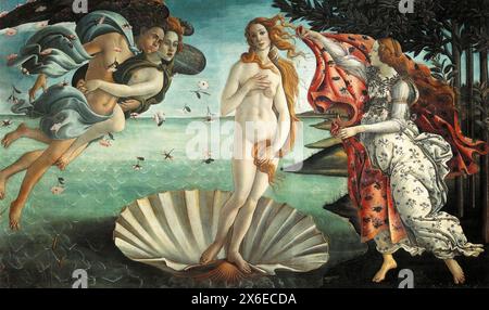 LA NASCITA DI VENERE di Sandro Botticelli dipinse intorno al 1484-1486 ora nella Galleria degli Uffizi a Firenze. Foto Stock
