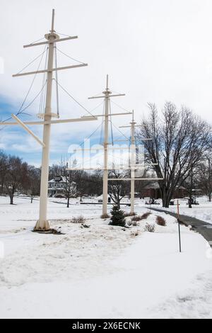 Scultura degli alberi della nave all'Elm Park di Miramichi, New Brunswick, Canada Foto Stock