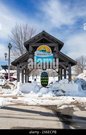 Benvenuto al parco Waterford Green su un gazebo a Miramichi, New Brunswick, Canada Foto Stock