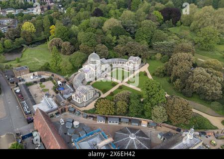 Vista aerea del Syon House Great Conservatory, Syon House a Syon Park, Brentford, Regno Unito. Foto Stock