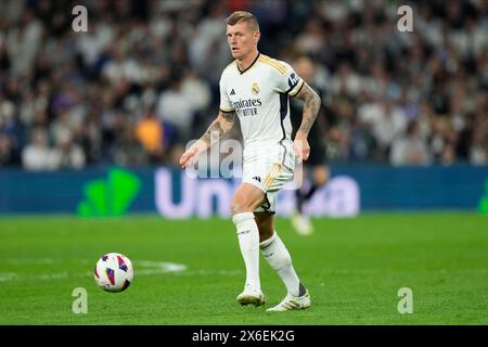 Madrid, Spagna. 14 maggio 2024. Toni Kroos del Real Madrid durante la partita della Liga tra il Real Madrid e il Deportivo Alaves giocata allo stadio Santiago Bernabeu il 14 maggio 2024 a Madrid, Spagna. (Foto di Cesar Cebolla/PRESSINPHOTO) credito: PRESSINPHOTO SPORTS AGENCY/Alamy Live News Foto Stock