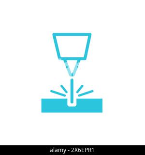 Testa della macchina per incisione laser, isolata su sfondo bianco. Dal set di icone blu. Illustrazione Vettoriale