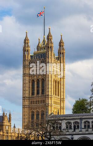 Victoria Tower, Houses of Parliament, Londra, lunedì 29 aprile, 2024. foto: David Rowland / One-Image.com Foto Stock