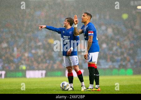 Glasgow, Regno Unito. 14 maggio 2024. Nell'ultima partita della Scottish Premiership, i Rangers giocano a Dundee all'Ibrox Stadium di Glasgow, Scozia, Regno Unito. Prima della partita i Rangers sono 6 punti dietro al Celtic, che ha bisogno di 1 solo punto per vincere la Coppa di Lega, quindi una vittoria contro il Dundee è imperativa. Crediti: Findlay/Alamy Live News Foto Stock