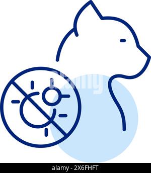 Simbolo del gatto e del disinfestante. Insetticida per animali domestici. Pixel Perfect, icona del vettore di traccia modificabile Illustrazione Vettoriale