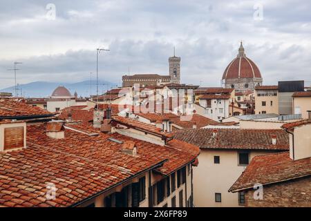 Vista sui tetti nel centro di Firenze Foto Stock