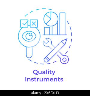 Icona concetto gradiente blu strumenti di qualità Illustrazione Vettoriale