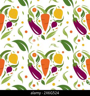 Motivo senza cuciture con verdure colorate disegnate a mano Illustrazione Vettoriale