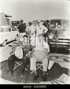 Hitchcock e Cary Grant Behind the Scenes sul set North by Northwest Foto Stock