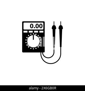 Multimetro digitale, icona vettoriale piatta del voltmetro elettrico. Simbolo solido semplice isolato su sfondo bianco. Segnale del voltmetro elettrico del multimetro digitale Illustrazione Vettoriale