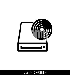 Hardware del computer, icona vettoriale piatta dell'unità ottica portatile. Simbolo solido semplice isolato su sfondo bianco. Hardware del computer, simbolo unità ottica Illustrazione Vettoriale