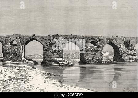 Il ponte di Dezful, Iran. Medio Oriente. Disegno di Taylor. Persia, Chaldea e Susiana 1881-1882 di Jane Dieulafoy (1851 - 1916) le Tour du Monde 1886 Foto Stock