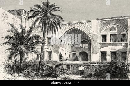 Palazzo Seyed Assadullah-Khan, Shushtar. Iran. Medio Oriente. Disegno di Barclay. Persia, Chaldea e Susiana 1881-1882 di Jane Dieulafoy (1851 - 1916) le Tour du Monde 1886 Foto Stock