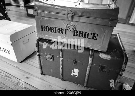 Bristol, Inghilterra - 29 marzo 2024: Bagagliaio vintage nel museo delle navi a vapore SS Great Britain a Bristol City Foto Stock