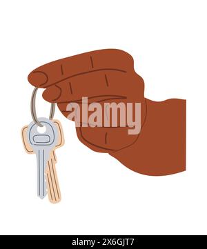 L'agente immobiliare dà le chiavi all'acquirente. Illustrazione Vettoriale