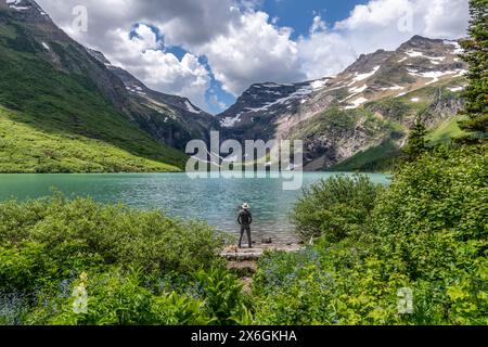 Gunsight Lake and Pass Foto Stock