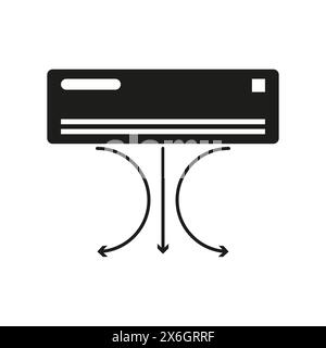 Icona dell'unità climatizzatore. Simbolo vettoriale comando climatizzazione. Segnale del flusso d'aria fredda. Illustrazione Vettoriale