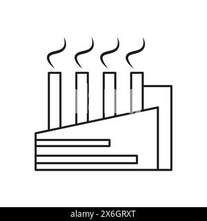 Icona della fabbrica industriale. Cisterne che emettono fumi. Illustrazione vettoriale. Illustrazione Vettoriale