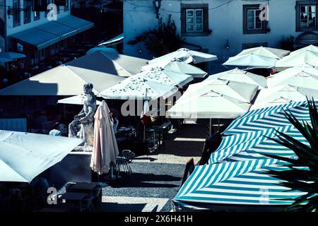 Piazza Luiz dos Camoes a Cascais, Portogallo Foto Stock