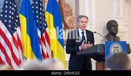 Ucraina. 14 maggio 2024. Il Segretario Antony J. Blinken parla al Kyiv Polytechnic Institute, 14 maggio 2024 a Kiev, Ucraina. (Foto ufficiale del Dipartimento di Stato di Chuck Kennedy via Credit: SIPA USA/Alamy Live News Foto Stock