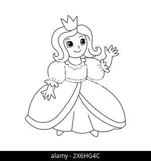 Libro da colorare della principessa. Royal Girl con illustrazione Little Crown Vector Illustrazione Vettoriale