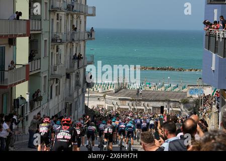 Italia. 15 maggio 2024. Il branco cavalca a Termoli della tappa 11 del giro d'Italia da Foiano di Val Fortore a Francavilla al Mare, 15 maggio 2024 Italia. (Foto di Marco Alpozzi/LaPresse) credito: LaPresse/Alamy Live News Foto Stock