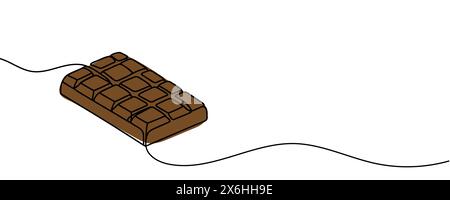 Tavoletta di cioccolato con disegno continuo. Illustrazione vettoriale minima del cioccolato non piegato Illustrazione Vettoriale