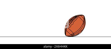 Una linea continua che disegna palla da football americano. concetto di pallone sportivo Illustrazione Vettoriale