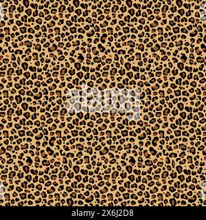 Motivo astratto senza cuciture vettoriale della pelle di leopardo maestoso. Dettagli sorprendenti, con intricate rosette e sfumature delicate di marrone e beige. Uno smoo Illustrazione Vettoriale