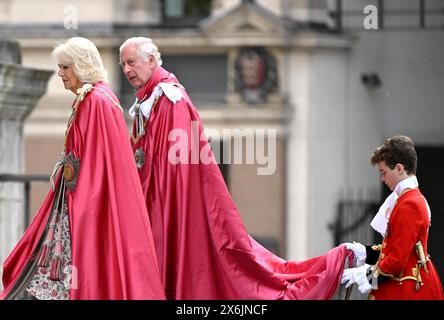 Londra, Inghilterra, Regno Unito. 15 maggio 2024. Re Carlo lll e la regina Camilla assistono a un servizio di dedica per l'ordine dell'Impero britannico nella Cattedrale di St Paul. Crediti: Anwar Hussein/Alamy Live News Foto Stock