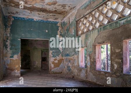 Rovine della città fantasma di Eleousa, Lost Place, Rodi, Dodecaneso, isola greca, Grecia Foto Stock