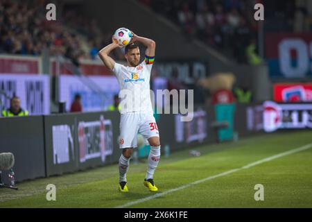 Partita di calcio, capitano Silvan Dominic WIDMER 1. FSV Mainz 05 al lancio 1.FC Heidenheim, stadio di calcio Voith-Arena, Heidenheim Foto Stock