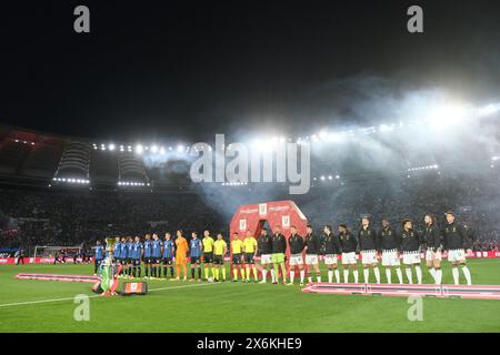 Roma, Italia. 15 maggio 2024. Schieramento delle squadre durante la finale di Coppa Italia tra Atalanta e Juventus allo Stadio Olimpico il 15 maggio 2024 a Roma. Credito: Agenzia fotografica indipendente/Alamy Live News Foto Stock