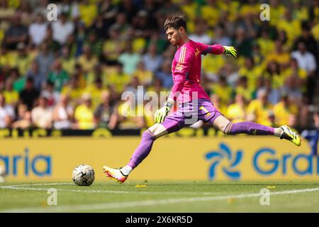 Illan Meslier of Leeds United - Norwich City vs Leeds United, Semifinale di Sky Bet Championship - 1st Leg, Carrow Road, Norwich, UK - 12 maggio 2024 solo uso editoriale - si applicano restrizioni DataCo Foto Stock