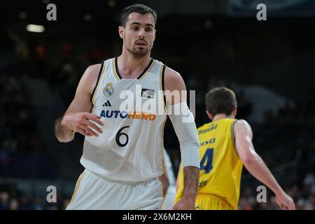 Madrid, Spagna. 15 maggio 2024. Alberto Abalde del Real Madrid durante la prima partita dei quarti di finale di Liga Endesa ACB tra Real Madrid e Gran Canaria al WiZink Center il 15 maggio 2024 a Madrid Spagna (foto di Oscar Gonzalez/Sipa USA) crediti: SIPA USA/Alamy Live News Foto Stock