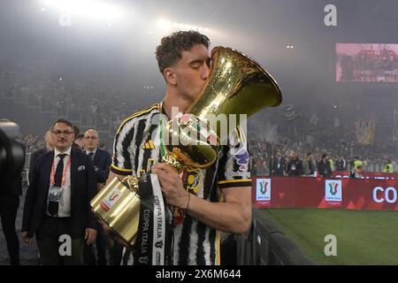 Roma, Italia. 15 maggio 2024. Durante la finale di Coppa Italia di calcio tra Atalanta e Juventus allo Stadio Olimpico di Roma, Italia, mercoledì 15 maggio 2024. (Fabrizio Corradetti/LaPresse) crediti: LaPresse/Alamy Live News Foto Stock