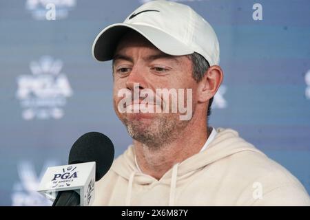 Louisville, Kentucky, Stati Uniti. 15 maggio 2024. Rory McIlroy parla ai media dopo un round di allenamento prima del campionato PGA 2024 al Valhalla Golf Club di Louisville, Kentucky. (Credit Image: © Debby Wong/ZUMA Press Wire) SOLO PER USO EDITORIALE! Non per USO commerciale! Foto Stock