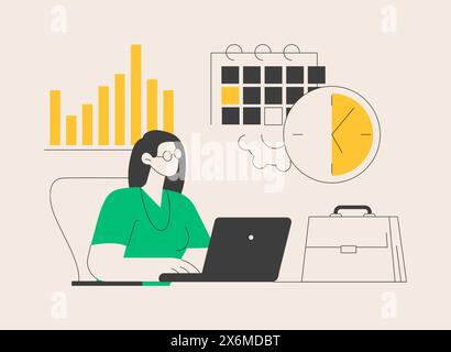 Illustrazione vettoriale del concetto astratto del sistema di monitoraggio del tempo e della presenza. Illustrazione Vettoriale